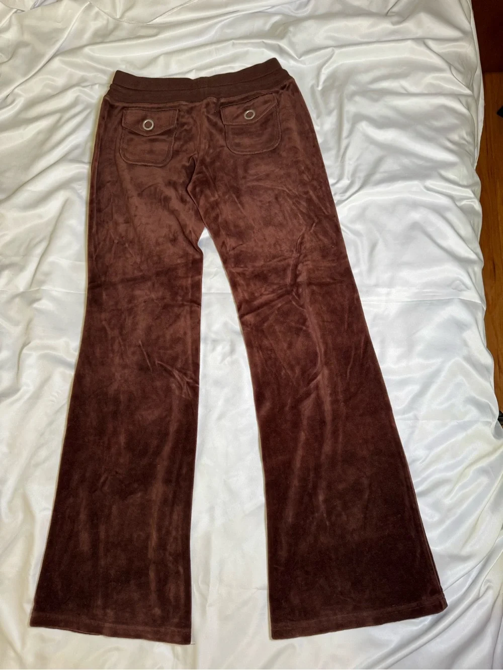Blu Chic Cozy Brown Velour Flared Lounge Pants, Women’s Small